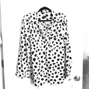 XL Work Blouse in Dalmatian Print by Ann Taylor